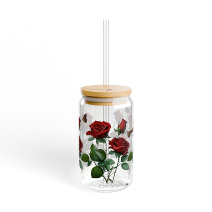 Red Rose Serenity Sipper Glass, 16oz