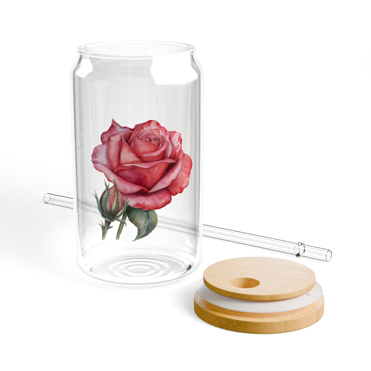 Personalized June Birthflower Rose 16oz Sipper Glass