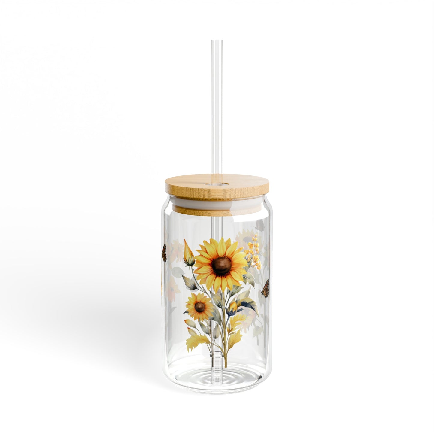 Sunflower Serenity Sipper Glass, 16oz