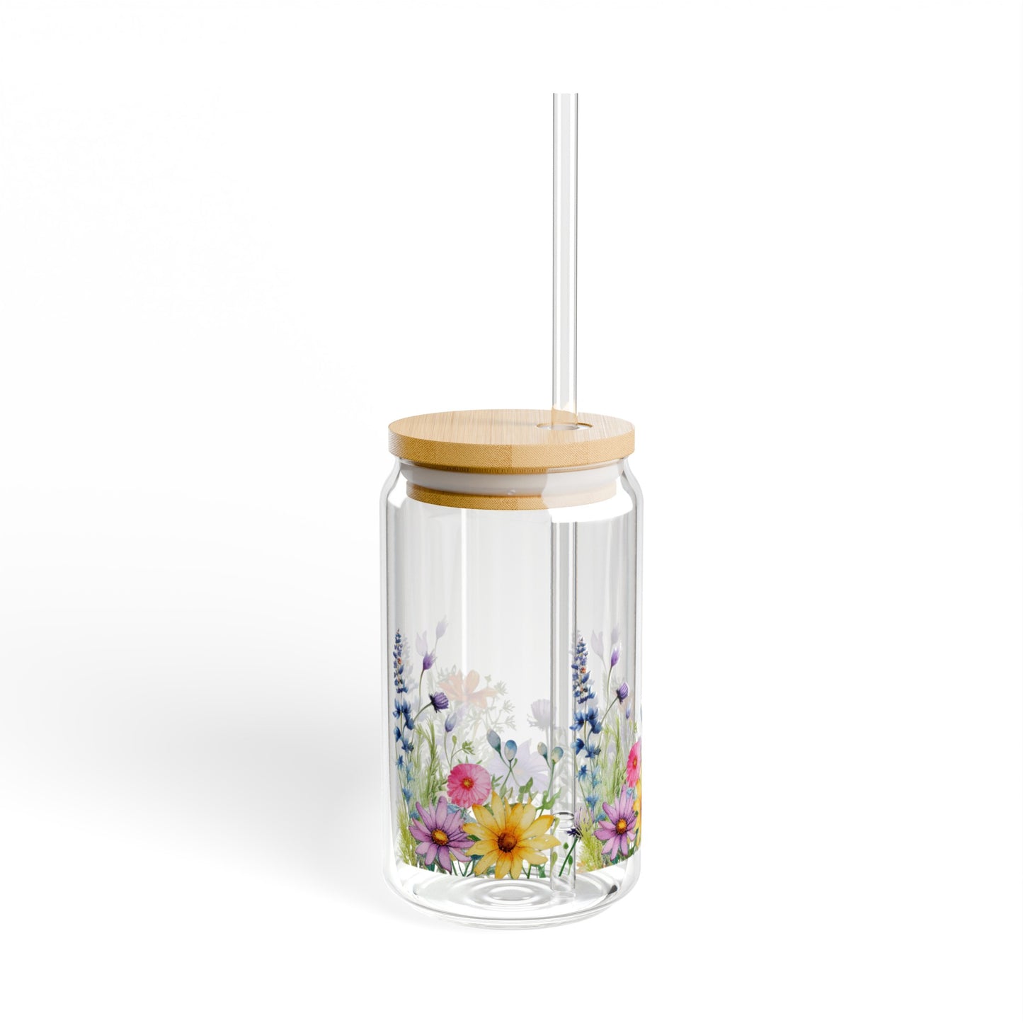 Wildflower Serenity Sipper Glass, 16oz