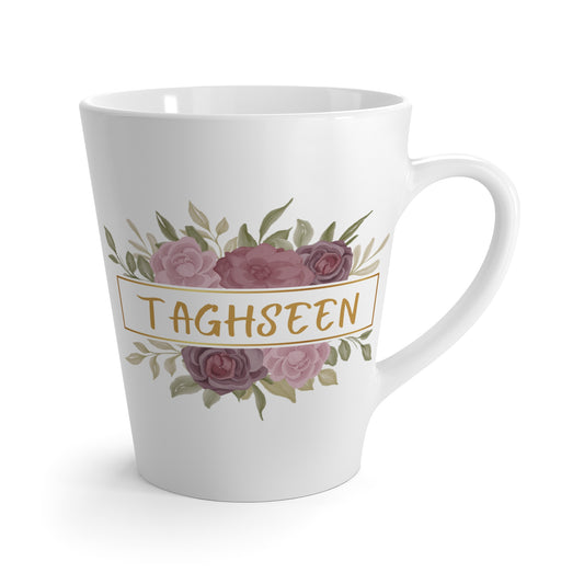 Personalised Floral Name Latte Mug, Happy Mug,