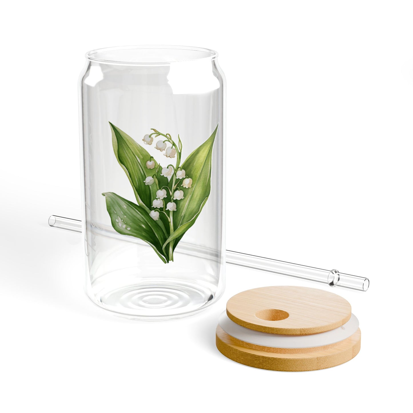 Personalized May Birthflower Lily of the Valley16oz Sipper Glass