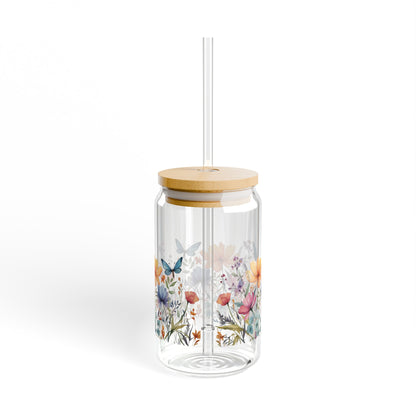 Wildflower Serenity Sipper Glass, 16oz