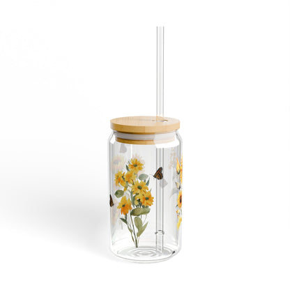 Sunflower Serenity Sipper Glass, 16oz