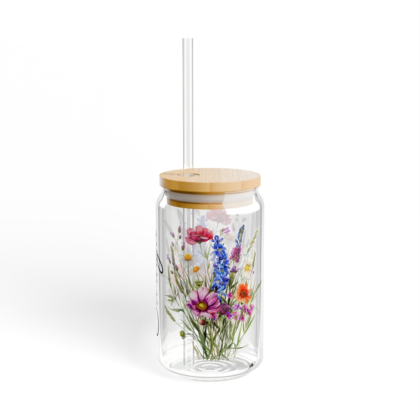 Personalized Wildflower Sipper Glass, 16oz