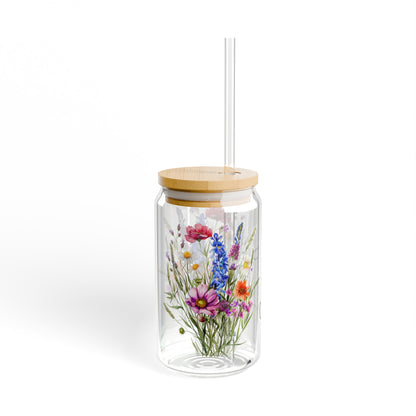 Personalized Wildflower Sipper Glass, 16oz