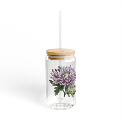 Personalized November Birthflower Chrysanthemum16oz Sipper Glass