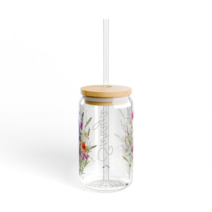 Personalized Wildflower Sipper Glass, 16oz