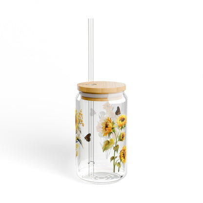 Sunflower Serenity Sipper Glass, 16oz