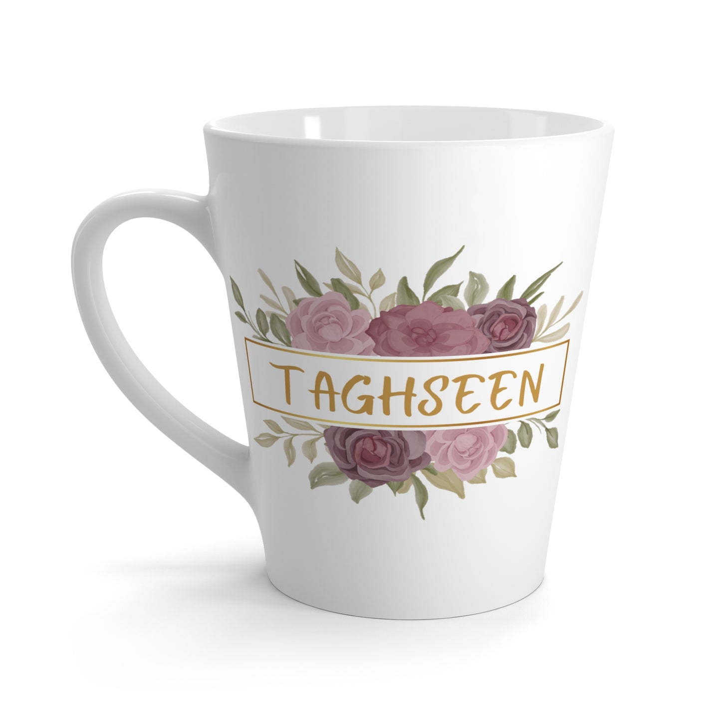 Personalised Floral Name Latte Mug, Happy Mug,